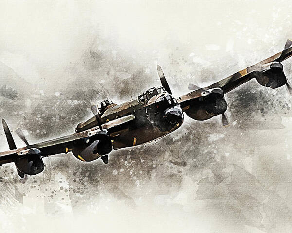Lancaster Bomber Propeller Black and White Canvas Art Poster Print Wall Decor