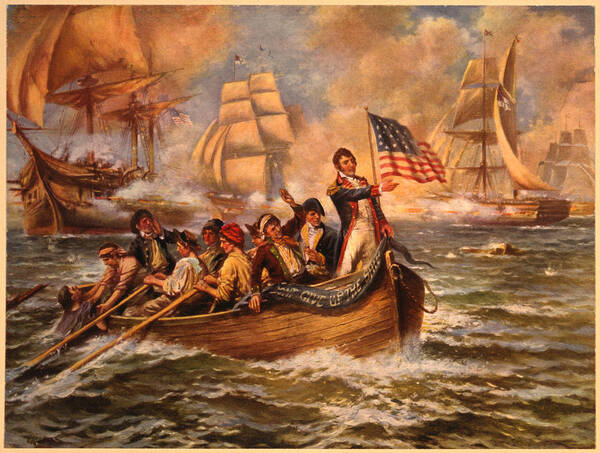 War Of 1812 Poster featuring the painting Battle of Lake Erie by E. Percy Moran