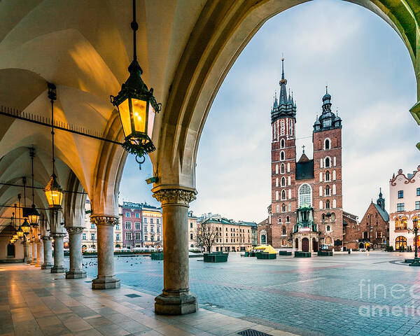 Poland Poster featuring the photograph Beautiful Krakow Market Square Poland by Sopotnicki