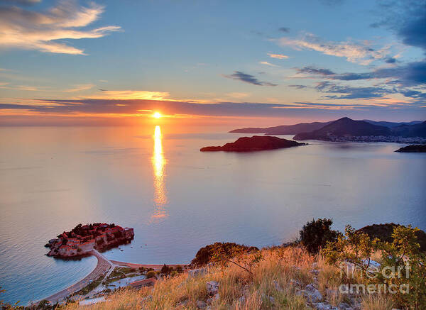 Sunrise Poster featuring the photograph Beautiful Sunset Over Montenegro by Liseykina