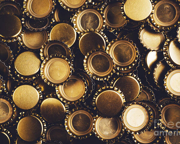 Stack Poster featuring the photograph Beer Bottle Caps Piled by Igorstevanovic