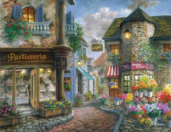 Bello Piazza Poster featuring the painting Bello Piazza by Nicky Boehme