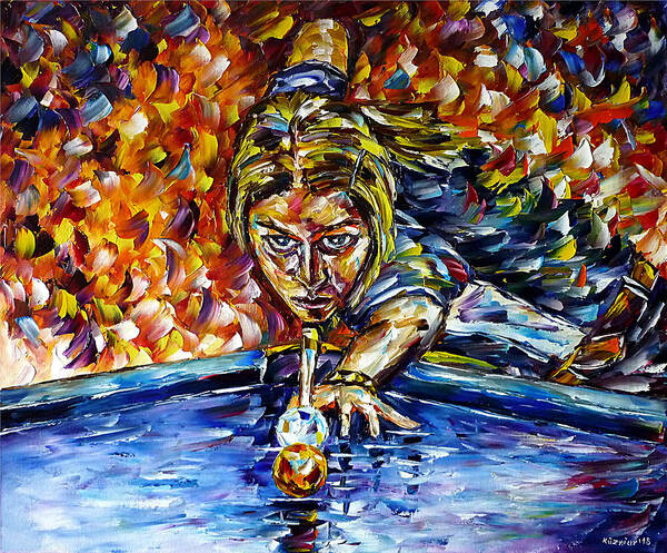 Billiards Lovers Poster featuring the painting Billiard Player II by Mirek Kuzniar