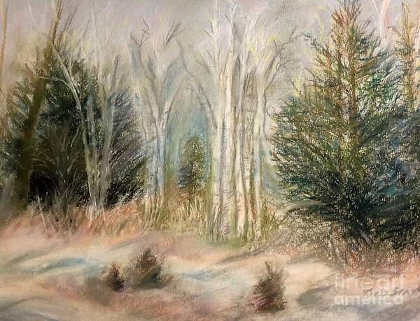 Birch Poster featuring the painting Foggy Birch by Deb Stroh-Larson