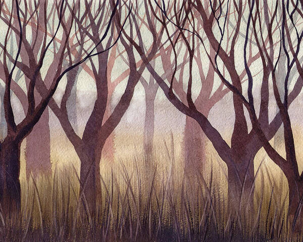 Russian Artists New Wave Poster featuring the painting Brownish Forest by Ina Petrashkevich