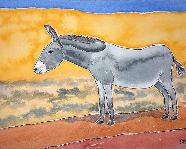 Watercolor Poster featuring the painting Burro Lore by John Klobucher