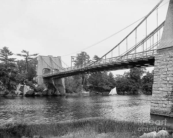 1800s Poster featuring the photograph Chain Bridge At Newburyport by Library Of Congress/science Photo Library