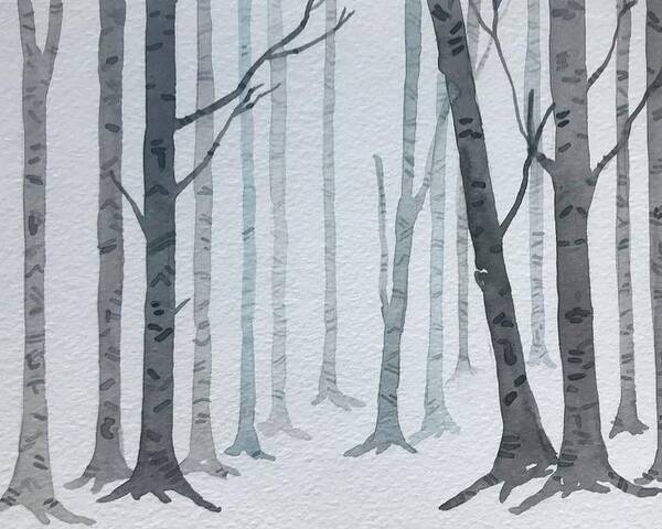Cold Poster featuring the painting Cold Forest by Luisa Millicent
