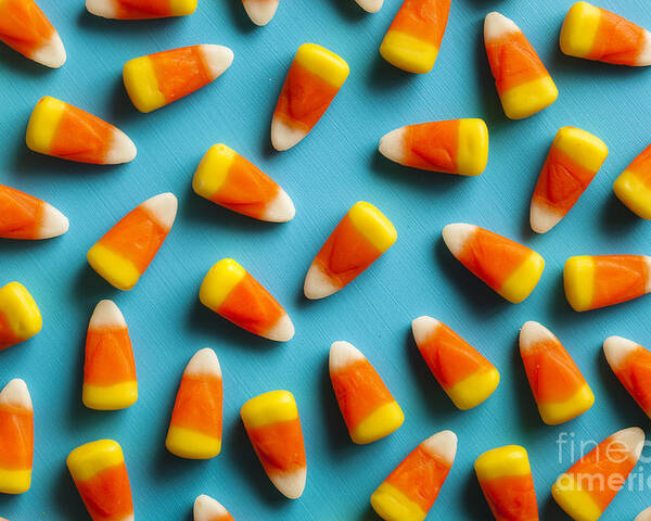 Treat Poster featuring the photograph Colorful Candy Corn For Halloween by Brent Hofacker