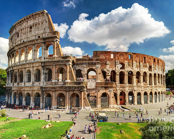 Colesseum Poster featuring the photograph Colosseum In Rome Italy Ancient Roman by Viacheslav Lopatin