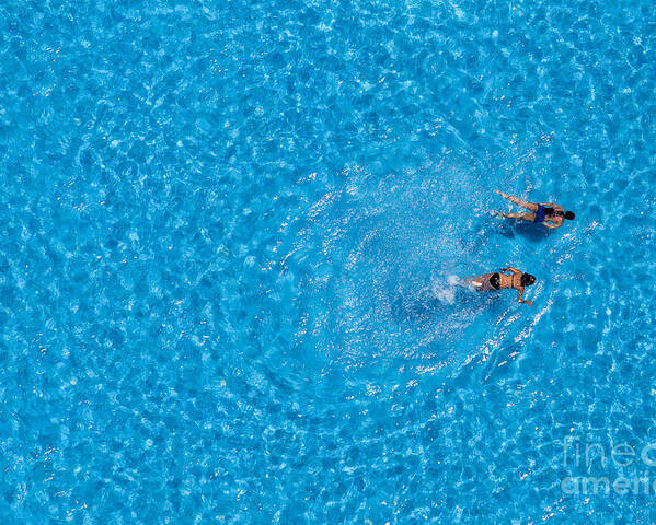 Couple Poster featuring the photograph Couple Girls Swim In The Pool by Olegd