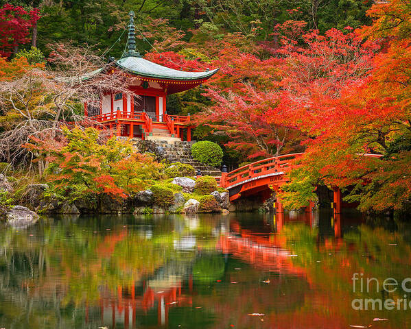 Beauty Poster featuring the photograph Daigo-ji Temple With Colorful Maple by Patryk Kosmider