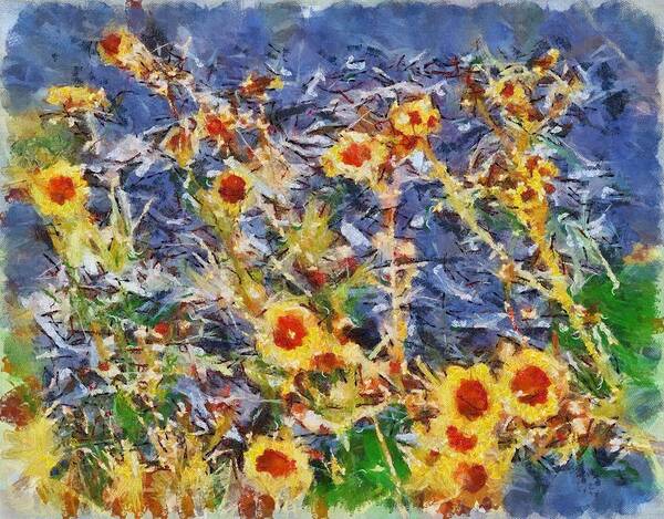 Daisies Poster featuring the mixed media Daisies by Christopher Reed