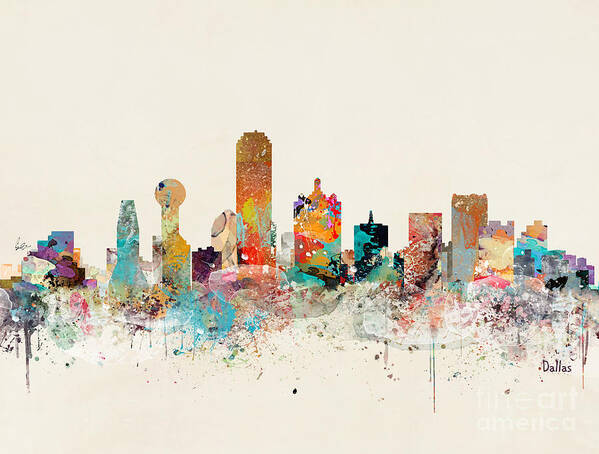 Dallas Poster featuring the painting Dallas Texas Skyline by Bri Buckley