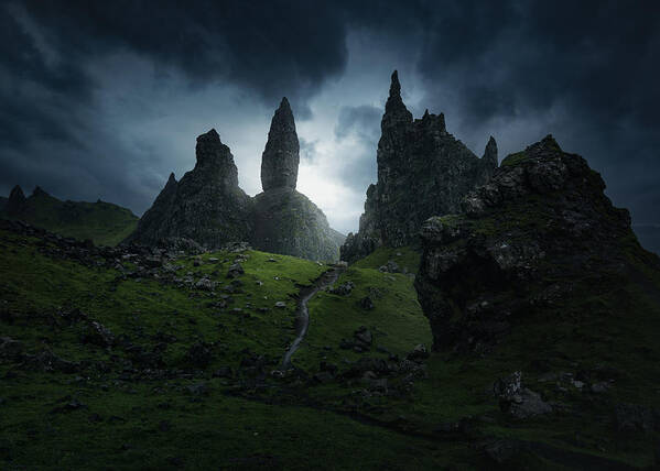 Scotland Poster featuring the photograph Dark Mass Storr. by Juan Pablo De Miguel