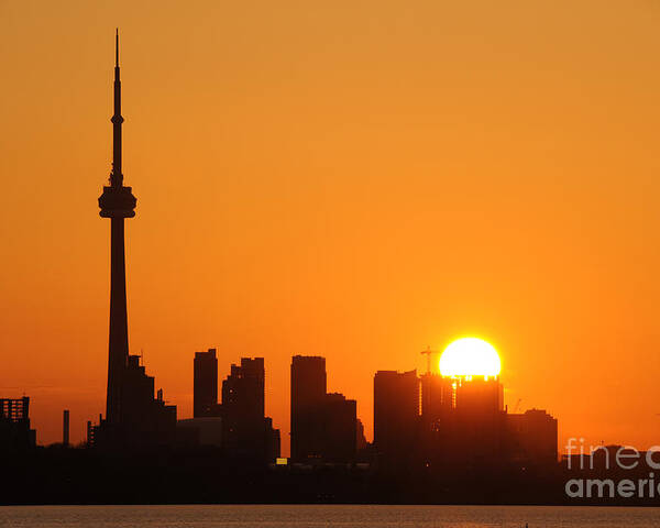Sky Poster featuring the photograph Downtown Toronto At Sunrise by Nikola Bilic