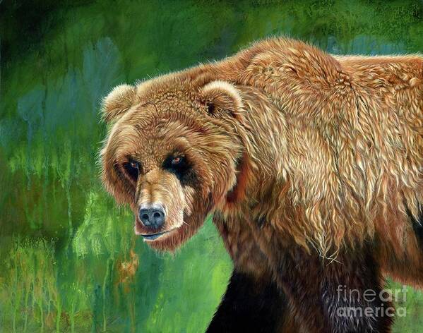 Grizzly Bear Poster featuring the painting Face to Face by Rosellen Westerhoff
