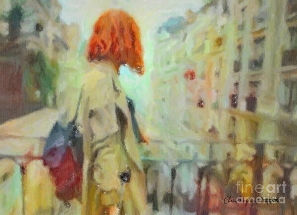 Red Hair Poster featuring the pastel Feel the Rain by Chris Armytage
