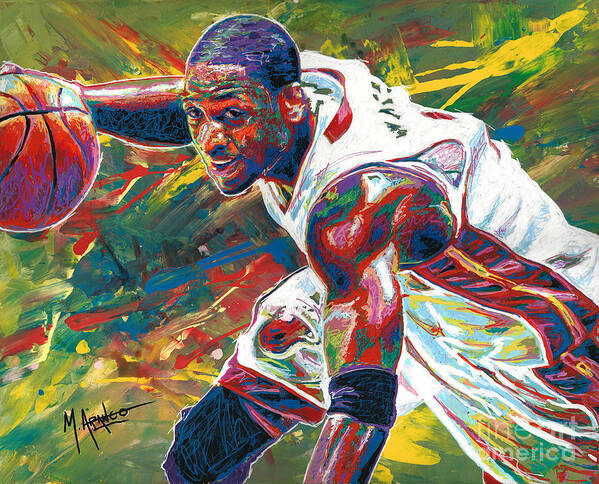 Dwyane Wade Poster featuring the painting Flash by Maria Arango