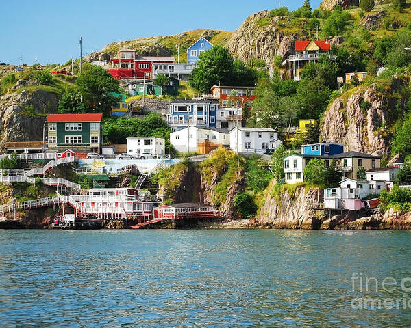 Cliffs Poster featuring the photograph Harbour Front Village In St Johns by Justek16
