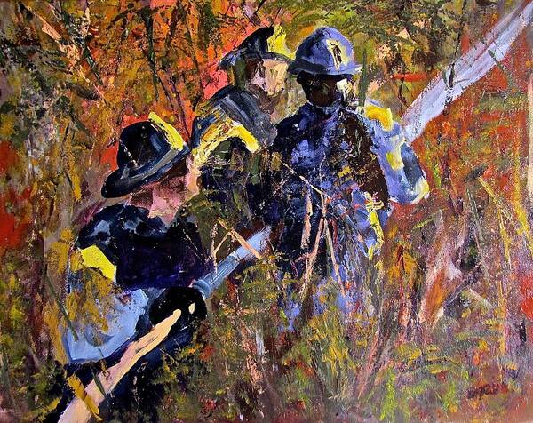 Fire Poster featuring the painting Heros by Barbara O'Toole