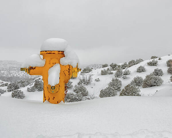 Snow Poster featuring the photograph High Desert Hydrant by Britt Runyon