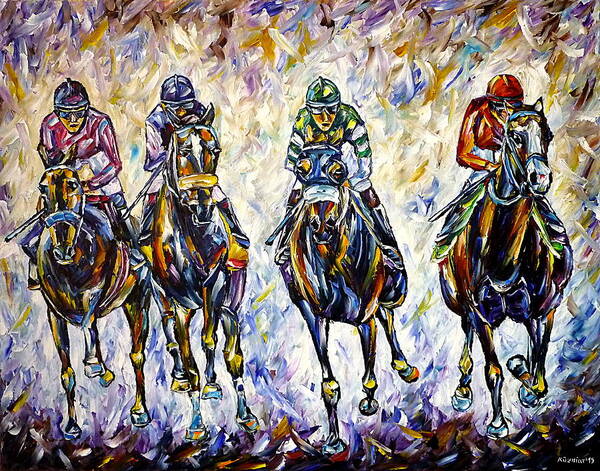 I Love Horses Poster featuring the painting Horse Race by Mirek Kuzniar