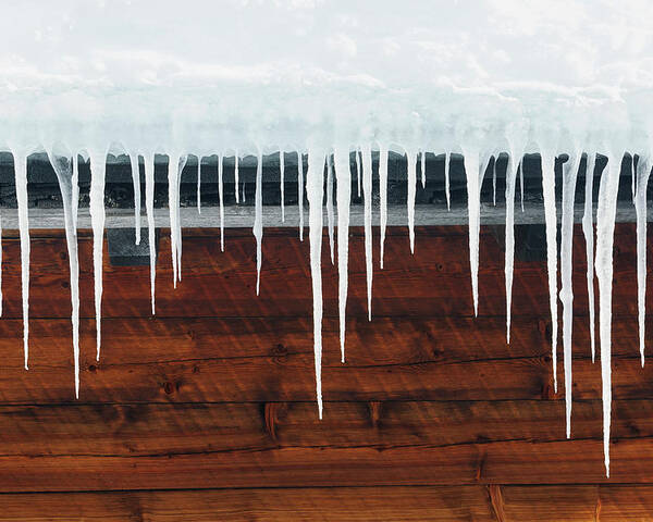 Icicles Hanging From A Roof Poster By Cornelia Doerr