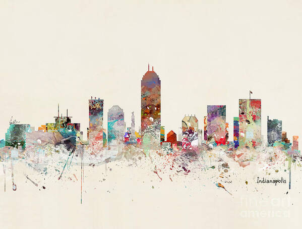 Indianapolis Poster featuring the painting Indianapolis City Skyline by Bri Buckley