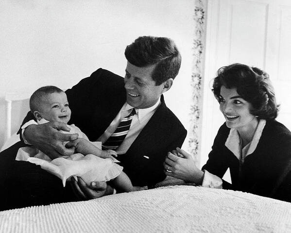 John F. And Jacqueline Kennedy With Baby Caroline Kennedy Poster by Ed ...