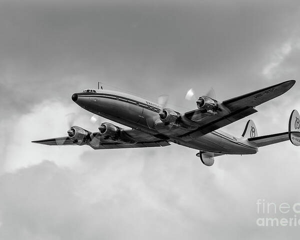 Lockheed Constellation Connie B&w Poster featuring the photograph Lockheed Breitling Super Constellation by Andy Myatt