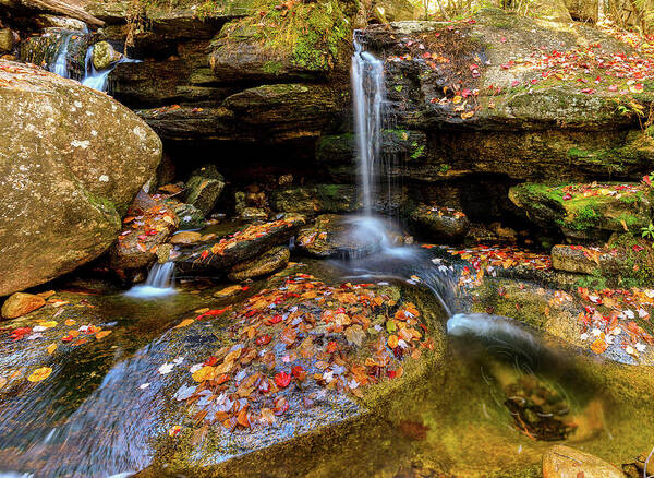Diana's Baths; New Hampshire; New England; Waterfall; Falls; Autumn; Fall; Season; Color; Colorful; Leaves; Rocks; Romantic; Love; Heart; Beat; Relationship; Tender; Emotion; Desire; Landscape; Rob Davies; Photography; Conway; No Person Poster featuring the photograph Love Heart by Rob Davies