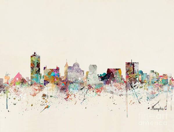 Memphis Poster featuring the painting Memphis Tennessee Skyline by Bri Buckley