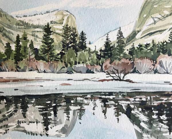 Yosemite Poster featuring the painting Mirror Lake by Luisa Millicent