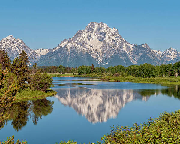 Mount Moran Poster featuring the photograph Mount Moran on Snake River Landscape by Brian Harig
