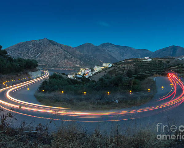 City Poster featuring the photograph Mountains And Curve Road With Lighting by Zakhar Mar