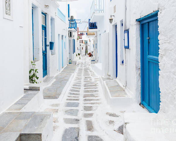 City Poster featuring the photograph Mykonos Streetview Greece by Zgphotography