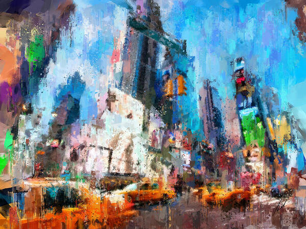 New York Poster featuring the painting NEW YORK - Times Square by Vart Studio