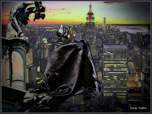 Bat Poster featuring the photograph Night Of The Bat Man by Jon Volden