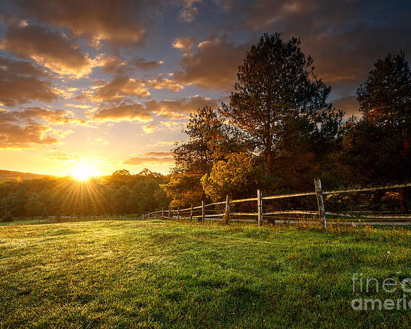 Country Poster featuring the photograph Picturesque Landscape Fenced Ranch by Gergely Zsolnai
