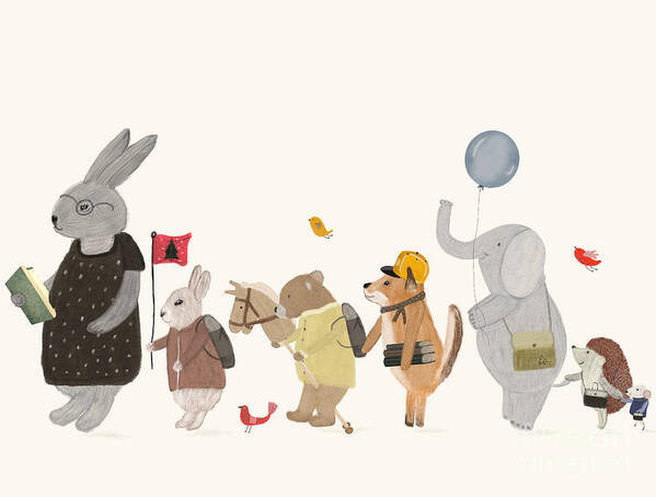 Nursery Wall Art Poster featuring the painting Playschool Parade by Bri Buckley