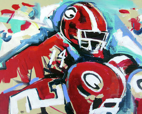 Uga Football Poster featuring the painting Run The Play by John Gholson