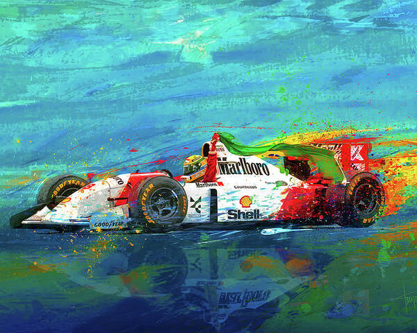Ayrton Senna Poster featuring the mixed media Simply The Best by Alan Greene