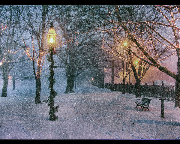 Salem Poster featuring the photograph Snow falling on Salem path by Jeff Folger