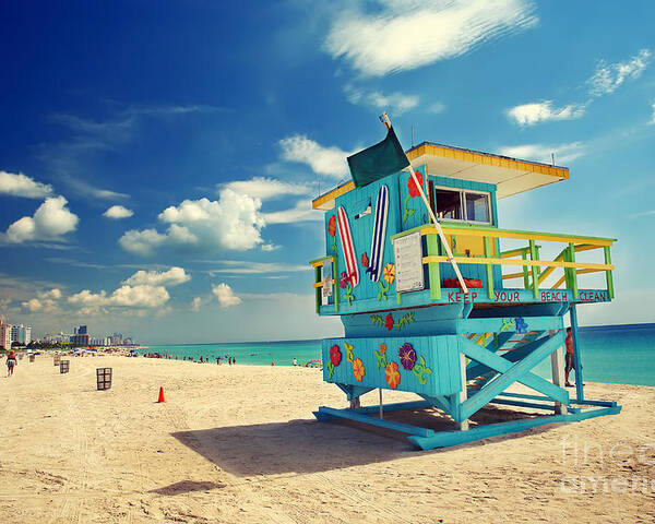 Usa Poster featuring the photograph South Beach In Miami Florida by S.borisov
