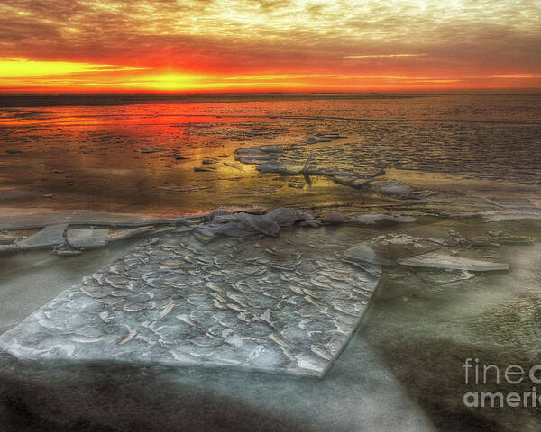 Hdr Poster featuring the photograph St.Clair Icescape II WI9179 by Mark Graf