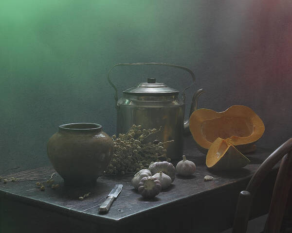 Still Life Poster featuring the photograph Still Life With Pumpkin-2 by Ustinagreen