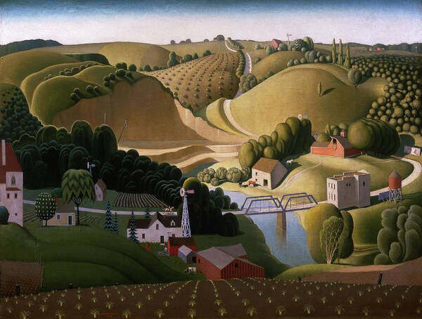 Grant Wood Poster featuring the painting Stone City, 1930 by Grant Wood