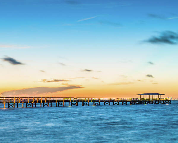 Clouds Poster featuring the photograph Sunrise at Safety Harbor Pier by Joe Leone