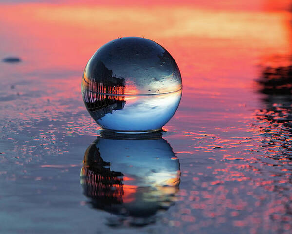 Crystal Globe Poster featuring the photograph Sunrise at the beach by Darryl Hendricks